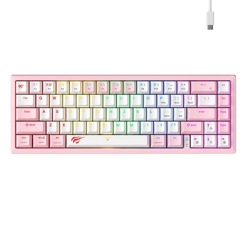 Havit Mechanická herní klávesnice KB874L RGB (růžová a bílá)