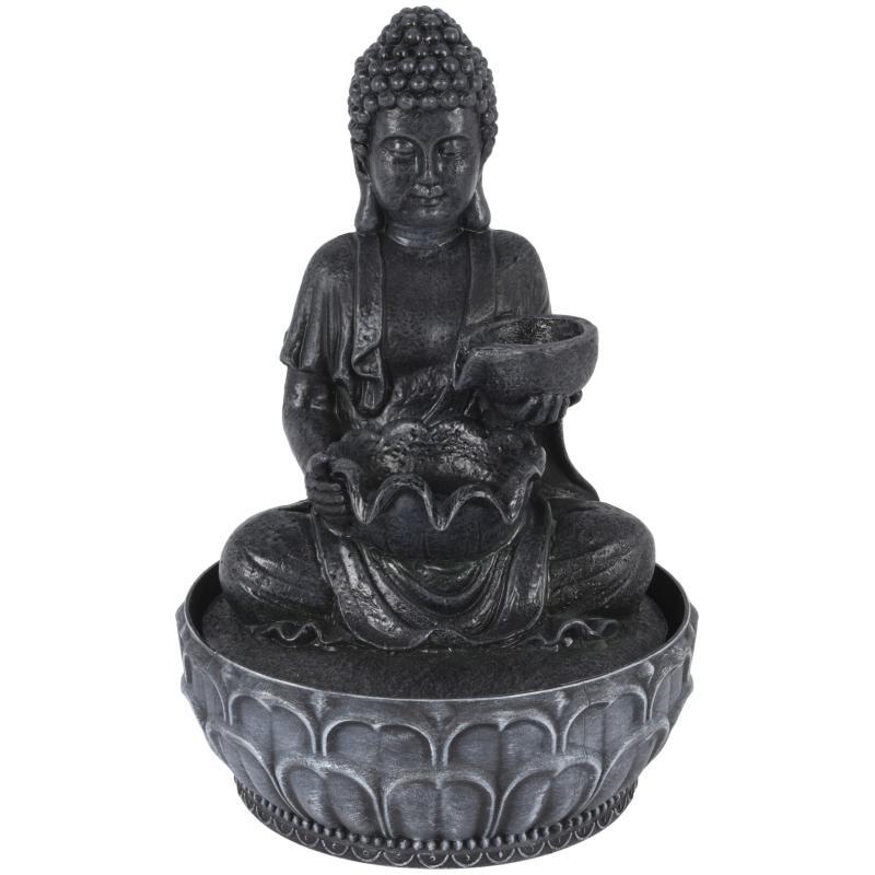 Homestyling Fontána pokojová s LED osvětlením 29 cm Budha černá