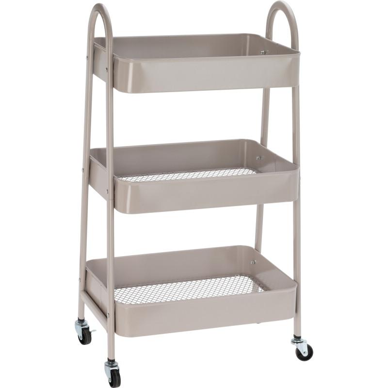 Homestyling Kuchyňský úložný vozík třípatrový kov béžová