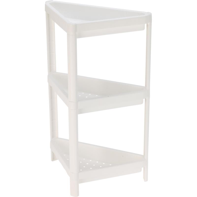 Homestyling Plastový regál 3patrový rohový 71 cm bílá