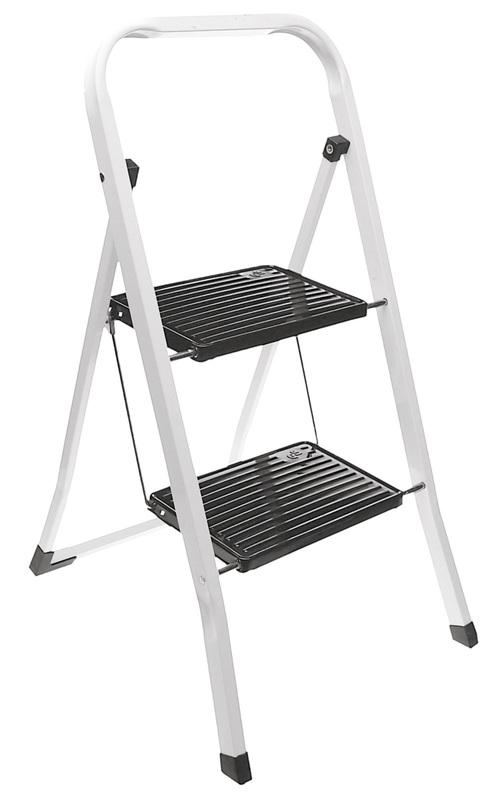 Homestyling Schůdky ocelové 2 nášlapy bílá / černá