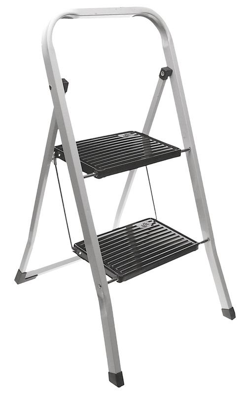 Homestyling Schůdky ocelové 2 nášlapy stříbrná / černá