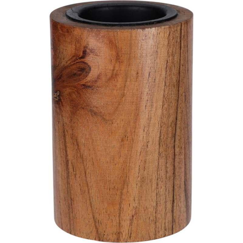 Homestyling Svícen na čajovou svíčku pr. 6 x 10 cm dřevěný
