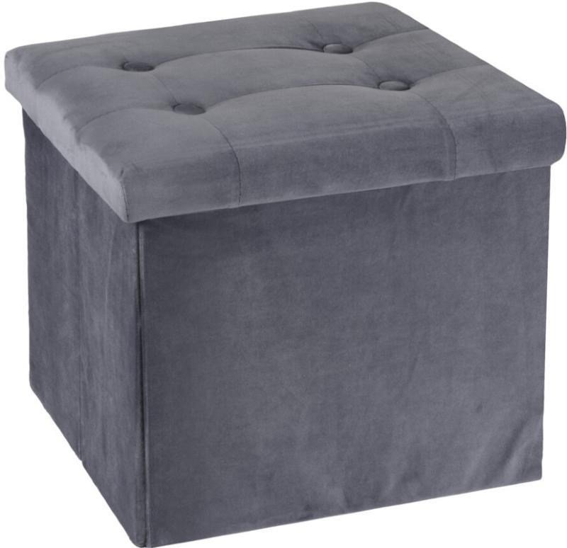 Homestyling Taburet s úložným prostorem VELVET 38 x 38 cm šedá