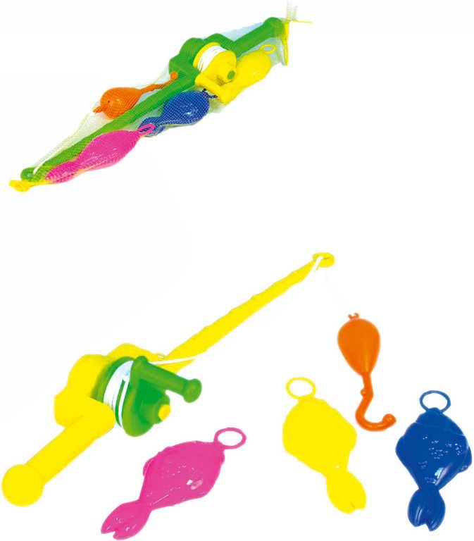 Hra malý rybář set prut s navijákem 50cm + plastové rybky 3ks v síťce