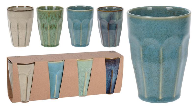 Hrnek bez ouška 330ml, porcelánový, mix barev (4ks)