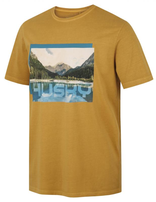 Husky Tee Lake M mustard pánske bavlnené tričko