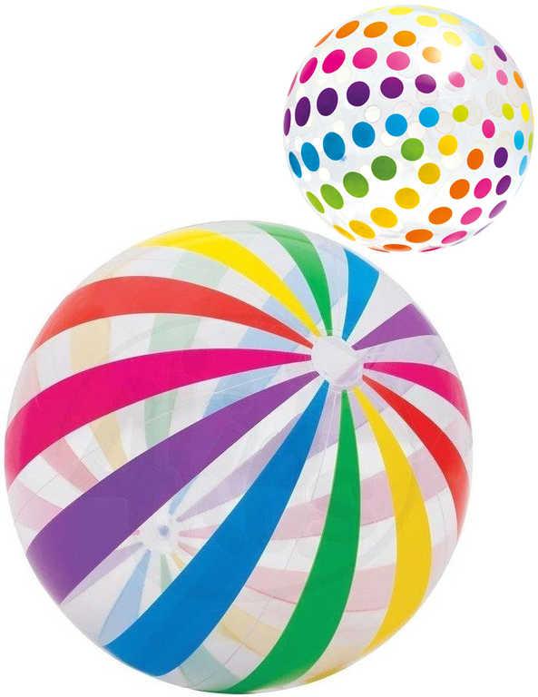 Intex Míč nafukovací 107cm průhledný puntíky / proužky 2 druhy na vodu 59065