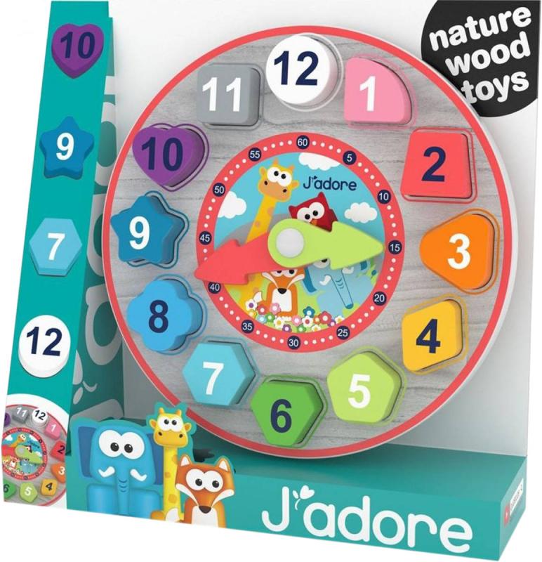 JADORE DŘEVO Hodiny baby vkládačka naučná (dřevěná hračka)