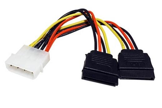Kabel napájecí rozdvojka 5,25" MOLEX na 2x SATA, 0,15m