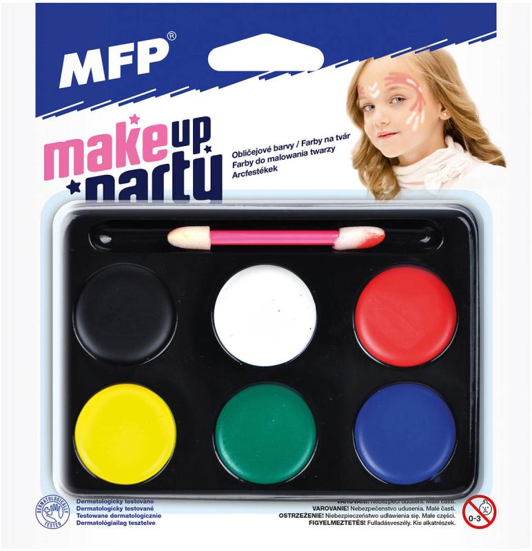 KARNEVAL Barvy dětské na obličej 6 barev + štěteček (karnevalový doplněk)