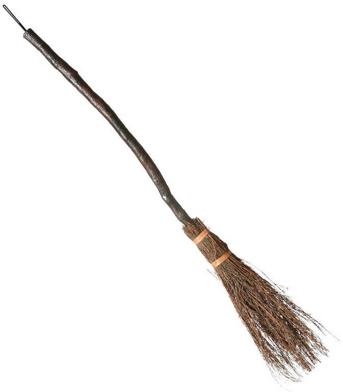 KARNEVAL Koště čarodějnické zahnuté 89cm (karnevalový doplněk)