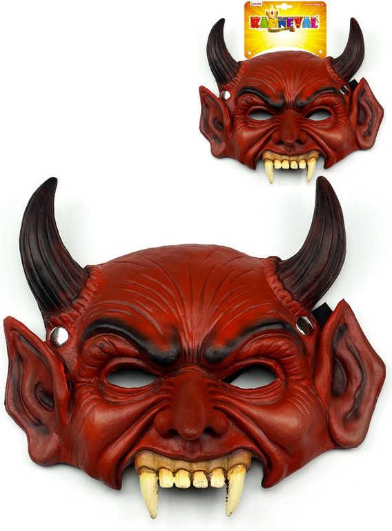 KARNEVAL Maska gumová čert na gumičku (karnevalový doplněk)