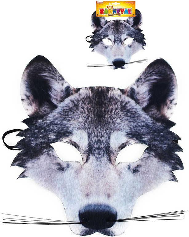 KARNEVAL Maska zvířecí Vlk dětská látková škraboška (karnevalový doplněk)