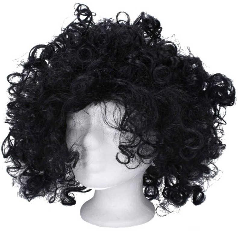 KARNEVAL Paruka černá kudrnaté vlasy (karnevalový doplněk)