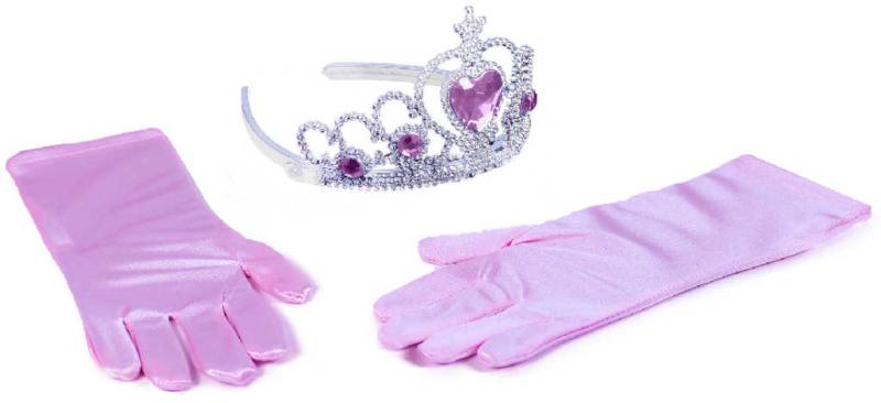 KARNEVAL Princezna set růžové rukavice + korunka (karnevalový doplněk)