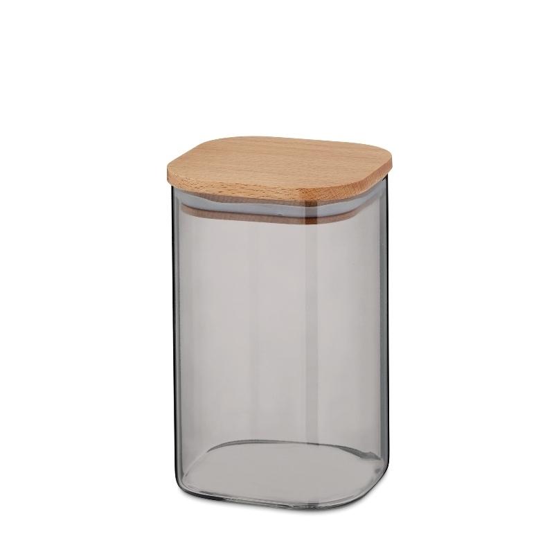 Kela Dóza skladovací sklo / dřevo NEA 1,1 l