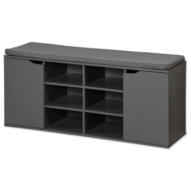 KESPER 15919 Botník s podsedákem se 2 dveřmi a 6 přihrádkami, 103 x 48 x 30,5 cm, šedý
