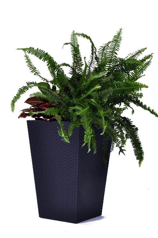 Keter Květináč Rattan Planter M 55,4 l grafitový