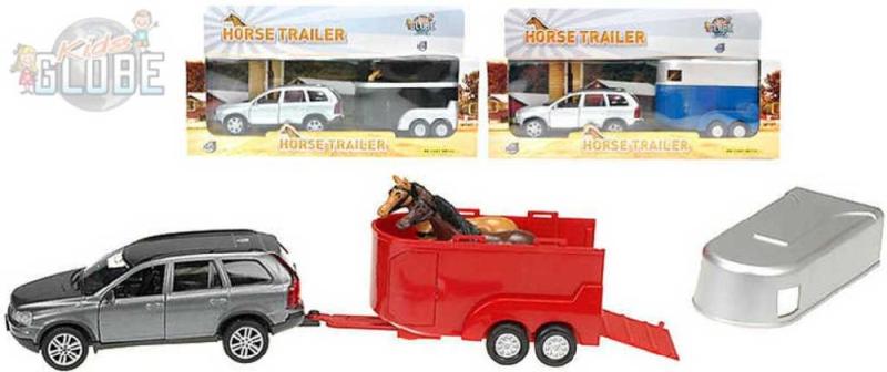 Kids globe Auto Volvo XC90 kovové PB přívěs s koněm