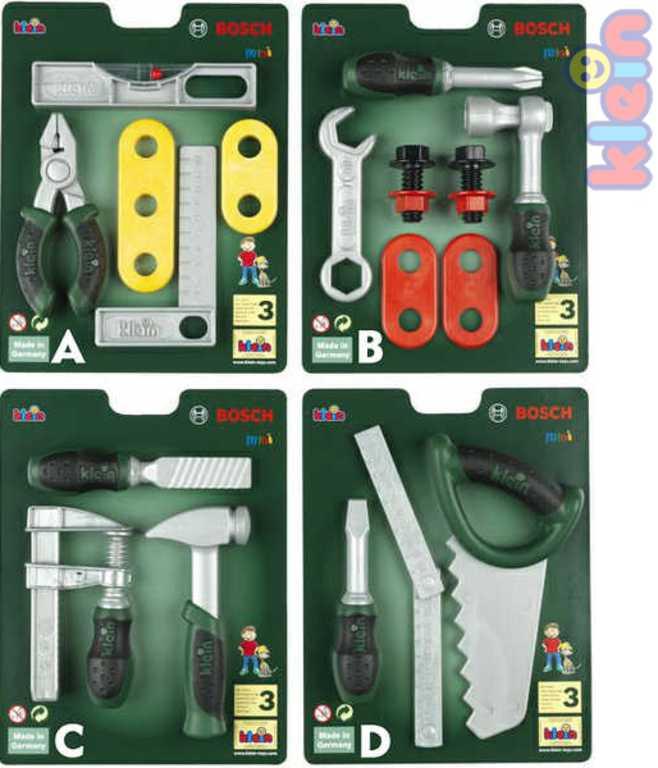 Klein Set plastové dětské nářádí na kartě BOSCH 4 druhy