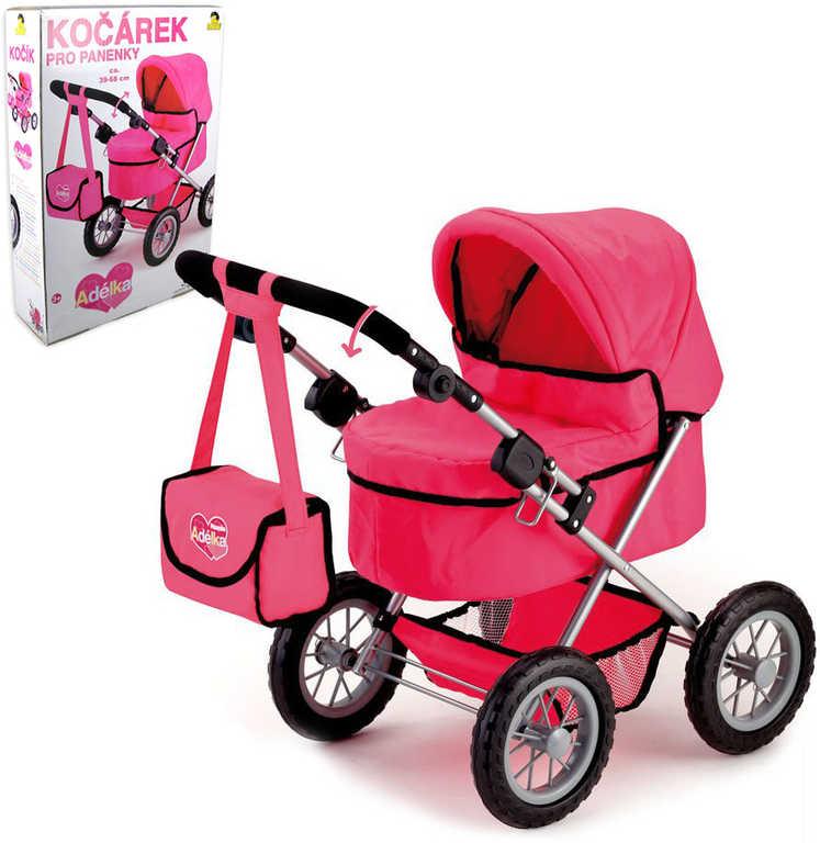 Kočárek Adélka hluboký růžový pro panenku miminko do 42cm