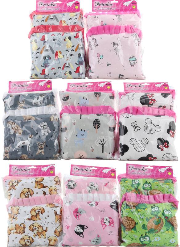 Kojenecký set peřinka + polštářek pro panenku miminko se zvířátky 8 druhů