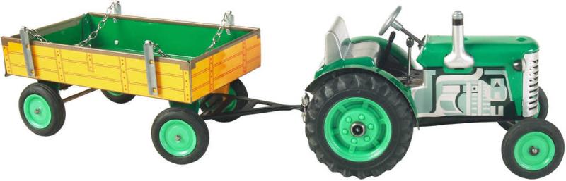 Kovap Traktor Zetor retro model 1:25 plechový Zelený na klíček Kov 0395