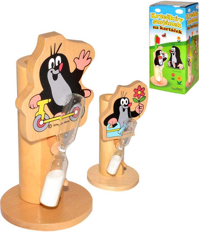 KRTEK (Krteček) Stojánek na kartáček s přesýpacími hodinami 4 druhy DŘEVO