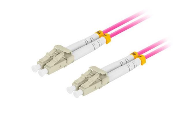 LANBERG optický patch cord MM LC/UPC-LC/UPC duplex 5m LSZH OM4 50/125 průměr 3mm, barva magenta