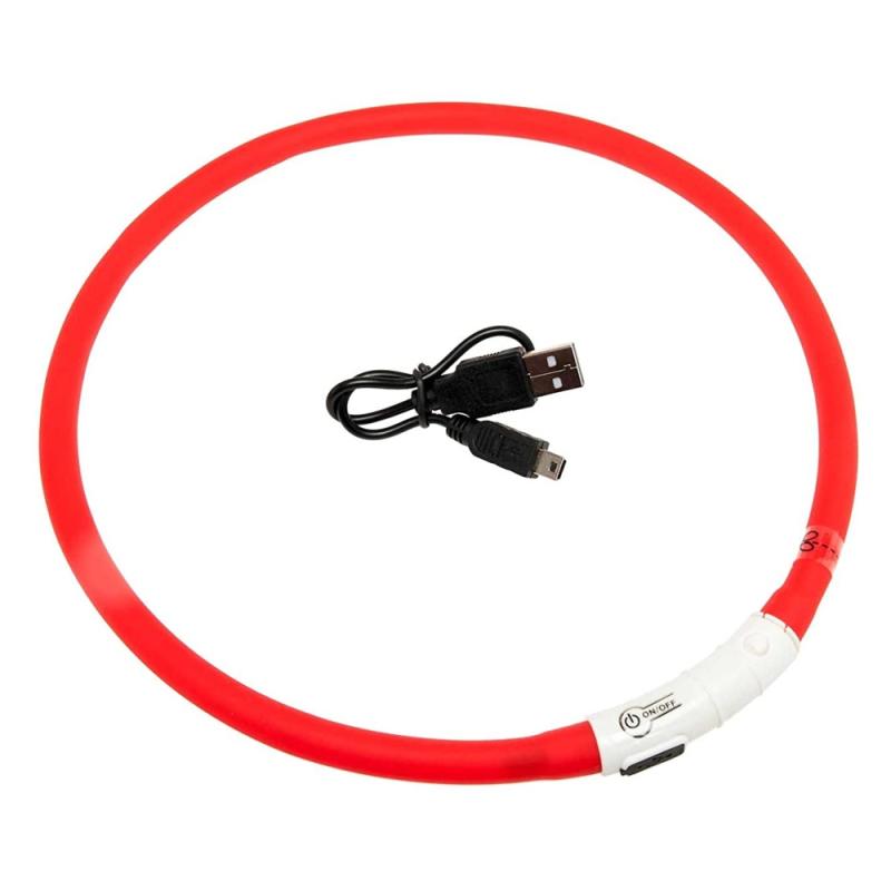LED obojek dobíjecí Karlie, červená 75 cm