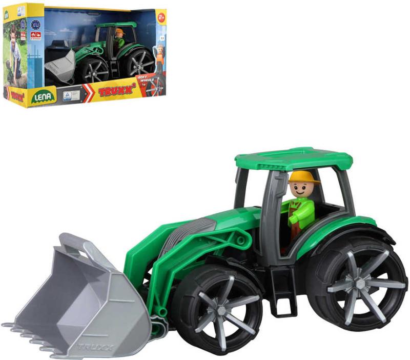 Lena TRUXX 2 auto traktor se lžící funkční set s figurkou plast v krabici