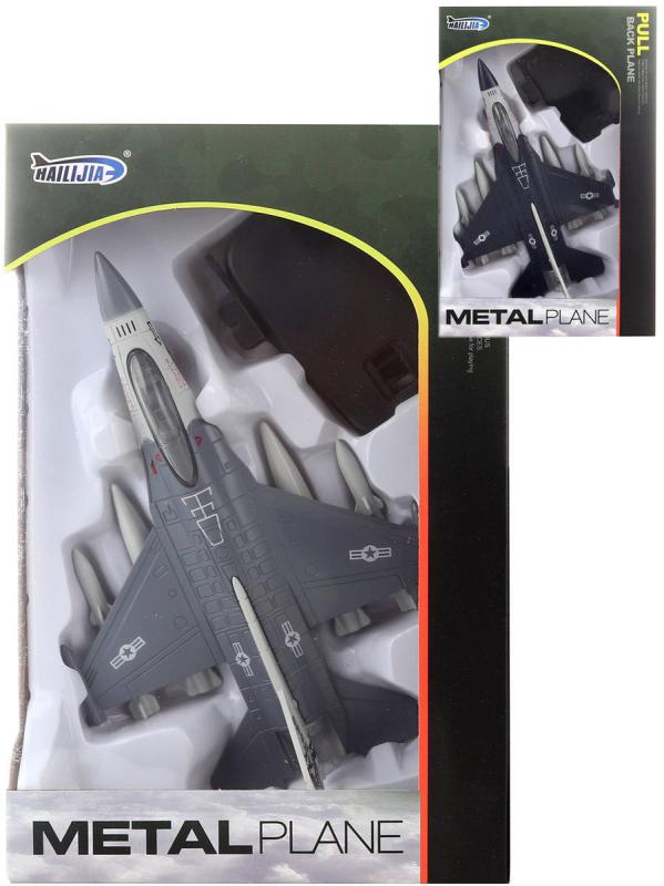 Letadlo kovové 21cm zpětný chod na baterie Světlo Zvuk 2 barvy