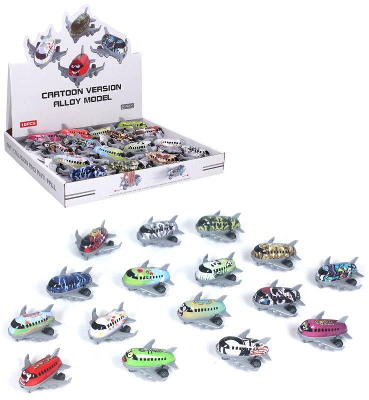 Letadlo veselé s očima na zpětné natažení kovové 16 druhů