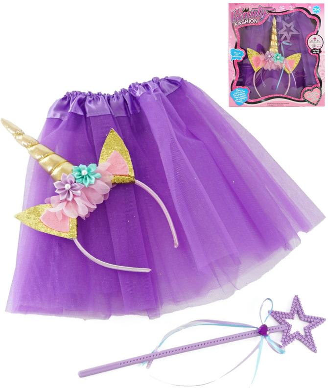 Mac Toys KARNEVAL Jednorožec set sukýnka s čelenkou a hůlkou