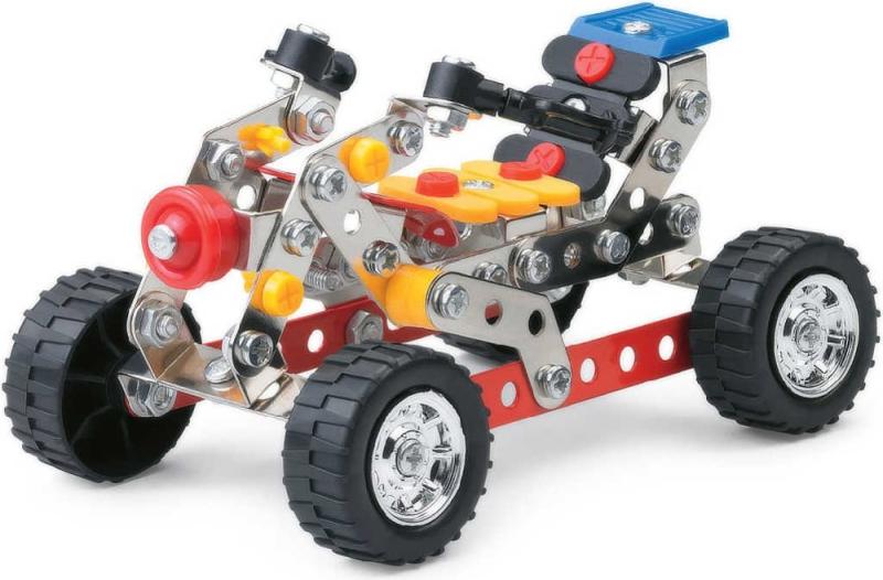 MALÝ MECHANIK Čtyřkolka terénní 142 dílků kovová (stavebnice) typu Merkur