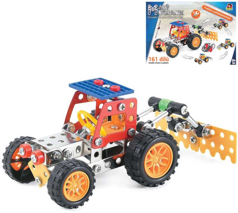MALÝ MECHANIK Traktor 161 dílků 4v1 druhy kovová (stavebnice) typu Merkur