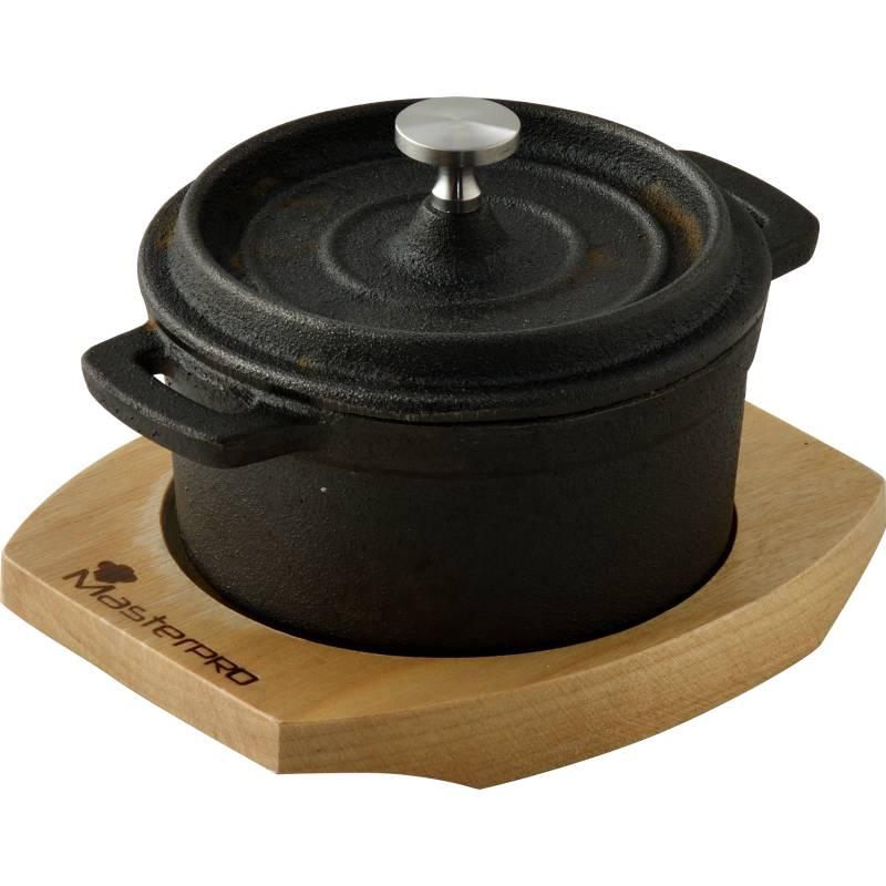 Masterpro Kastrol litinový s podstavcem COOK SHARE 10 cm s černá