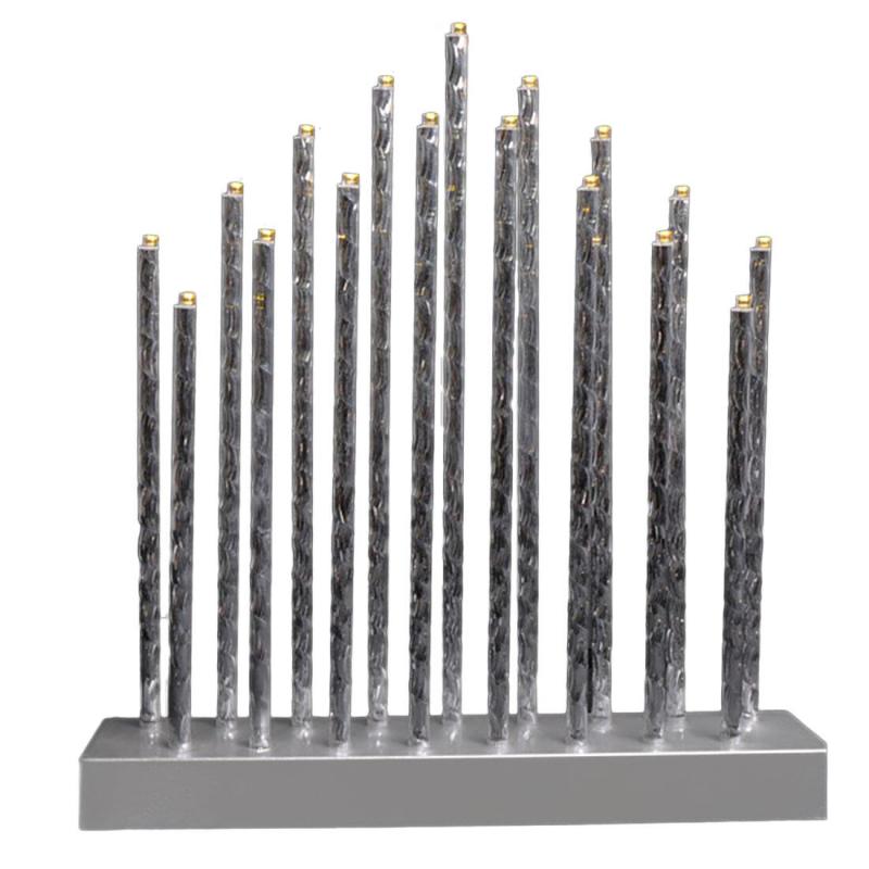 Mat Svícen vánoční 17 svíček LED,teplá BÍ,Al+ABS STŘ,28,5x26x5,7cm,3xAA baterie