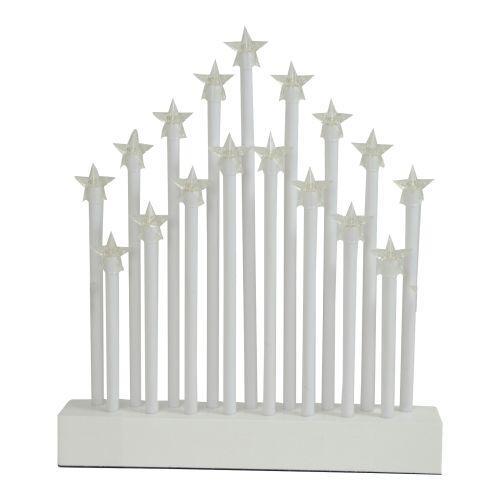 Mat Svícen vánoční el.17 svíček LED,teplá BÍ,hvězda,dřev.BÍ,27,7x26x4cm,do zásuvky