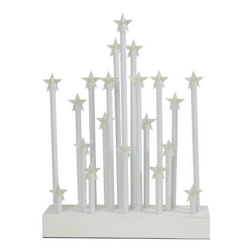Mat Svícen vánoční el.20 svíček LED,teplá BÍ,hvězda,dřev.BÍ,22,3x29,5x5cm,do zásuvky