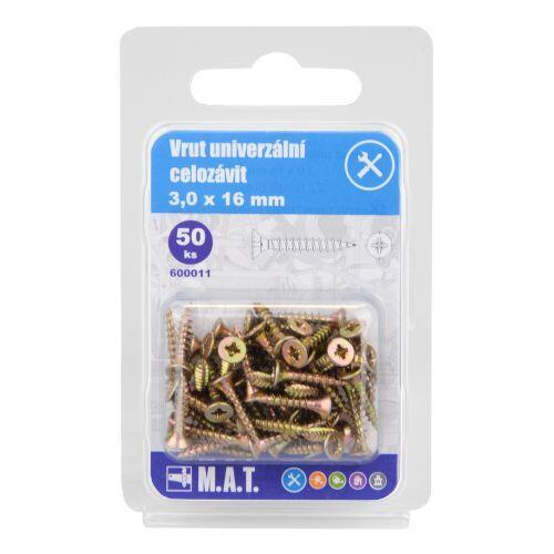Mat Vrut un.celozávit 3,0x 16mm ZZ (50ks)