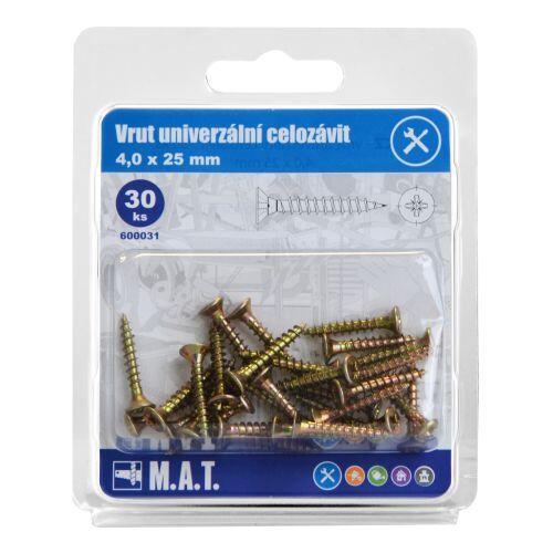 Mat Vrut un.celozávit 4,0x 25mm ZZ (30ks)