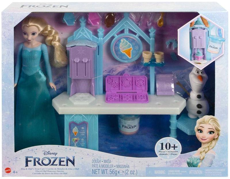 Mattel Frozen Zmrzlinový stánek s Elsou a Olafem herní set s modelínou