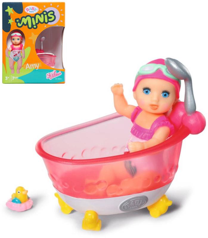Mattel ZAPF BABY BORN Panenka Minis Amy herní set s vanou