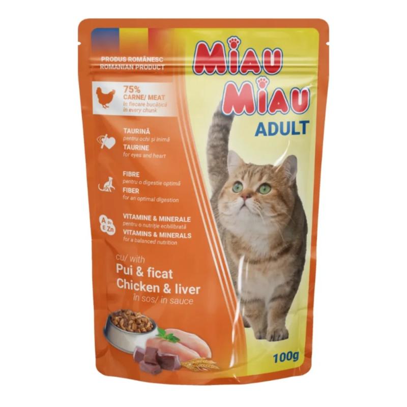 Miau Miau Cat kuřecí a játra, kapsa 100 g