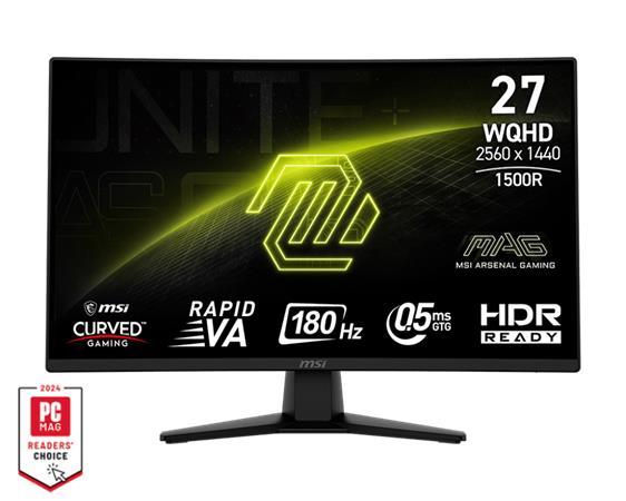 MSI Gaming monitor MAG 274CQF, 27" Rapid VA zakřivený/2560x1440 WQHD/180Hz/0,5ms/2xHDMI/DP/černá