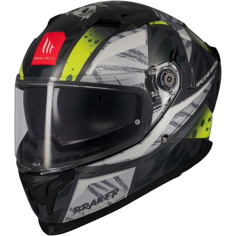 MT Helmets Braker SV Fury šedo-fluo žlutá Integrální helma + sleva 400,- na příslušenství
