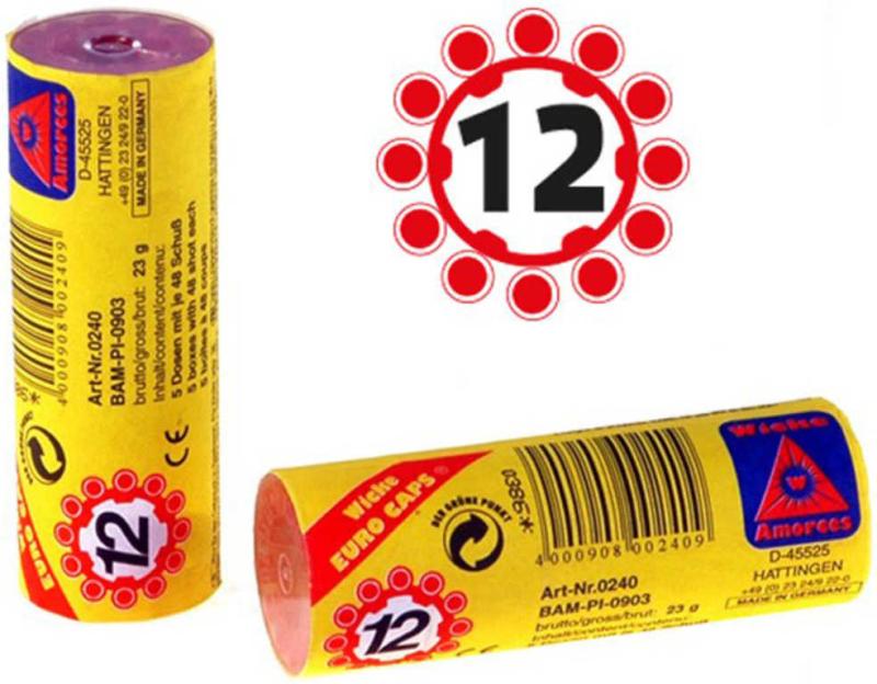 Náboje kapsle 12 set 240 ran (20 věnečků) v tubě náhradní do pistole kapslovky