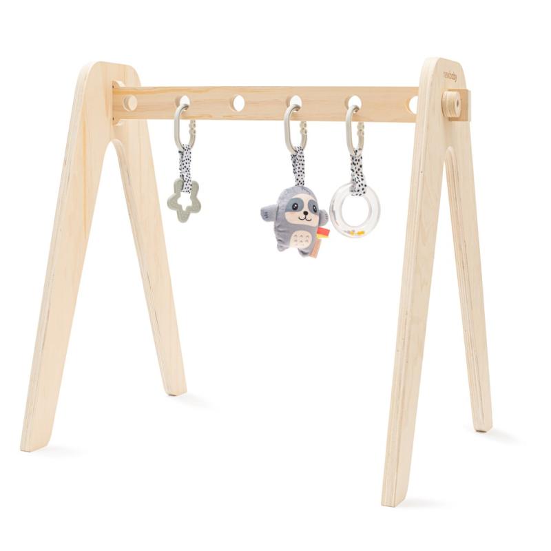 New Baby Dětská edukační dřevěná hrazdička s hračkami